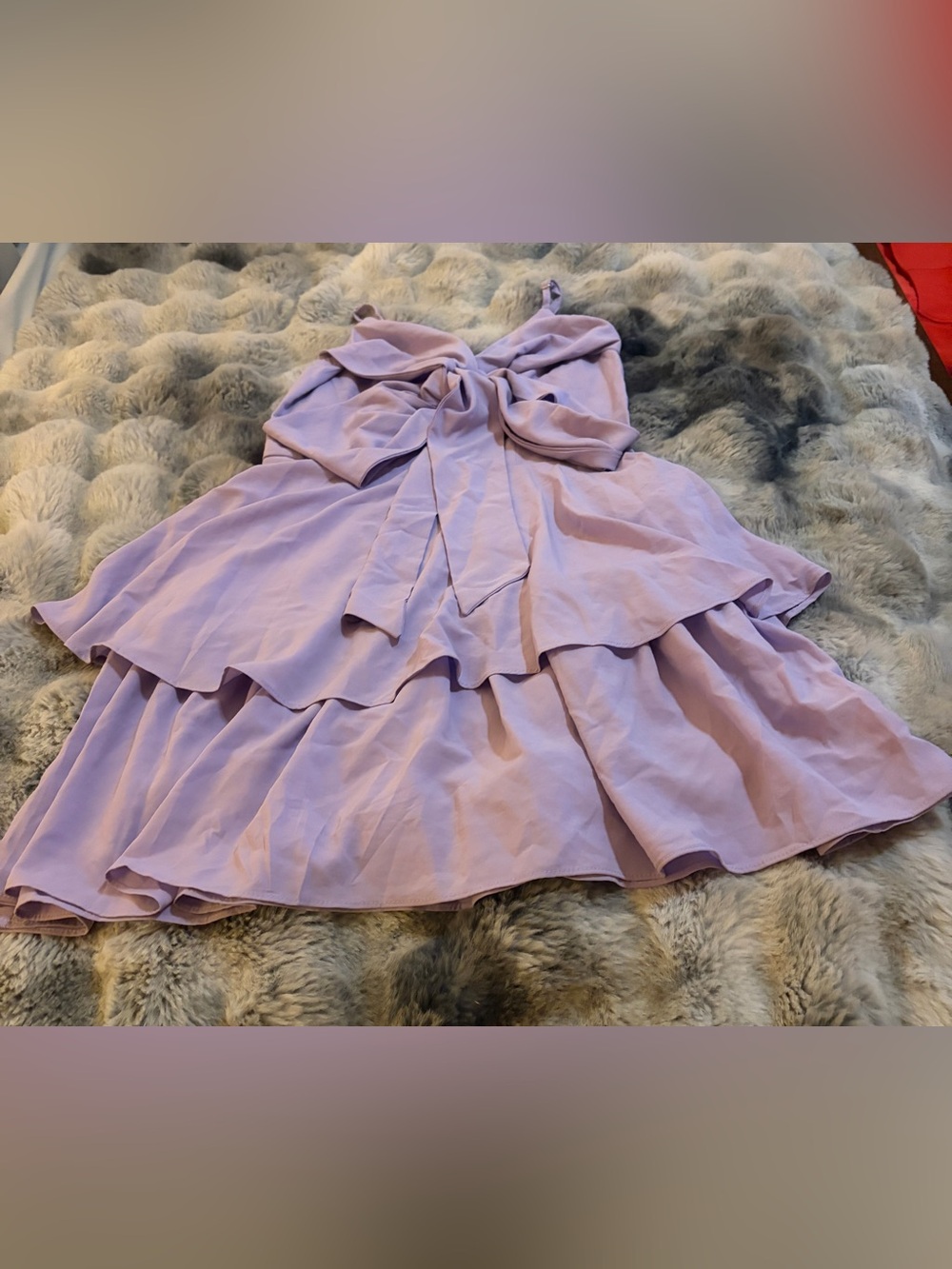 Women’s Lavender Tiered mini dress  with Bow Detail never worn!